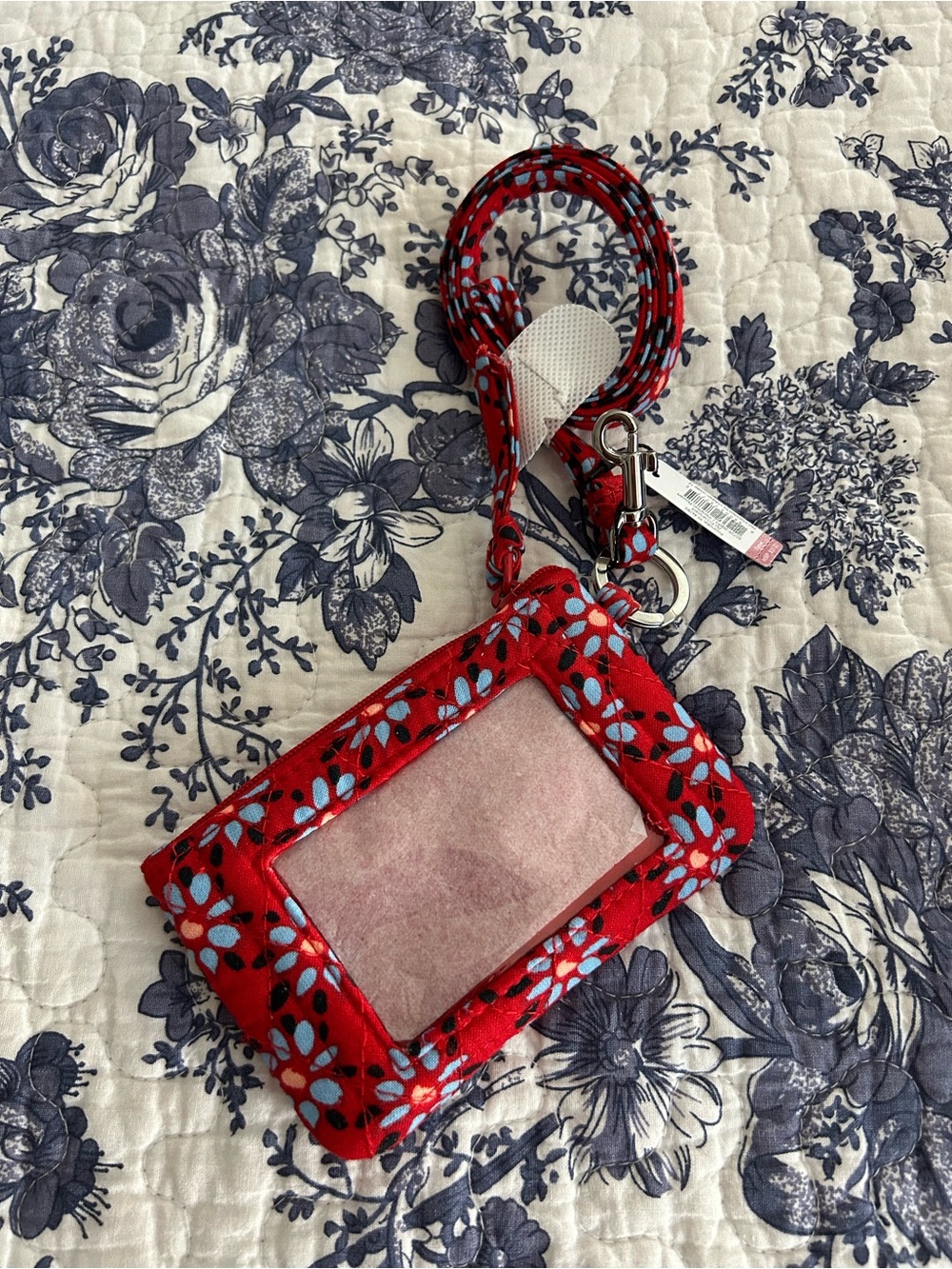 Vera Bradley Red Floral Lanyard ID Card Holder